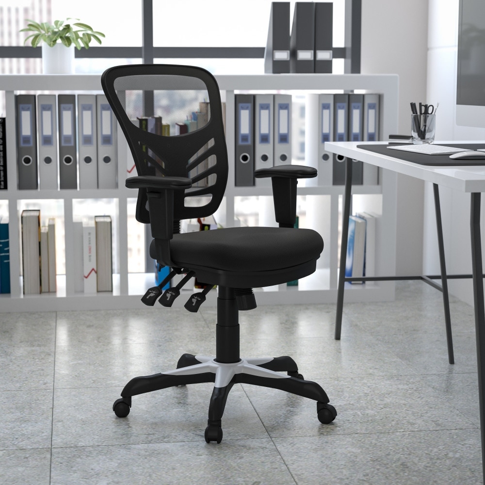 Ergonomic Multifunction Office Chair-Adjustable Arms-4 Pack - 25.5"W x 24.5" - 27"D x 37" - 44.25"H