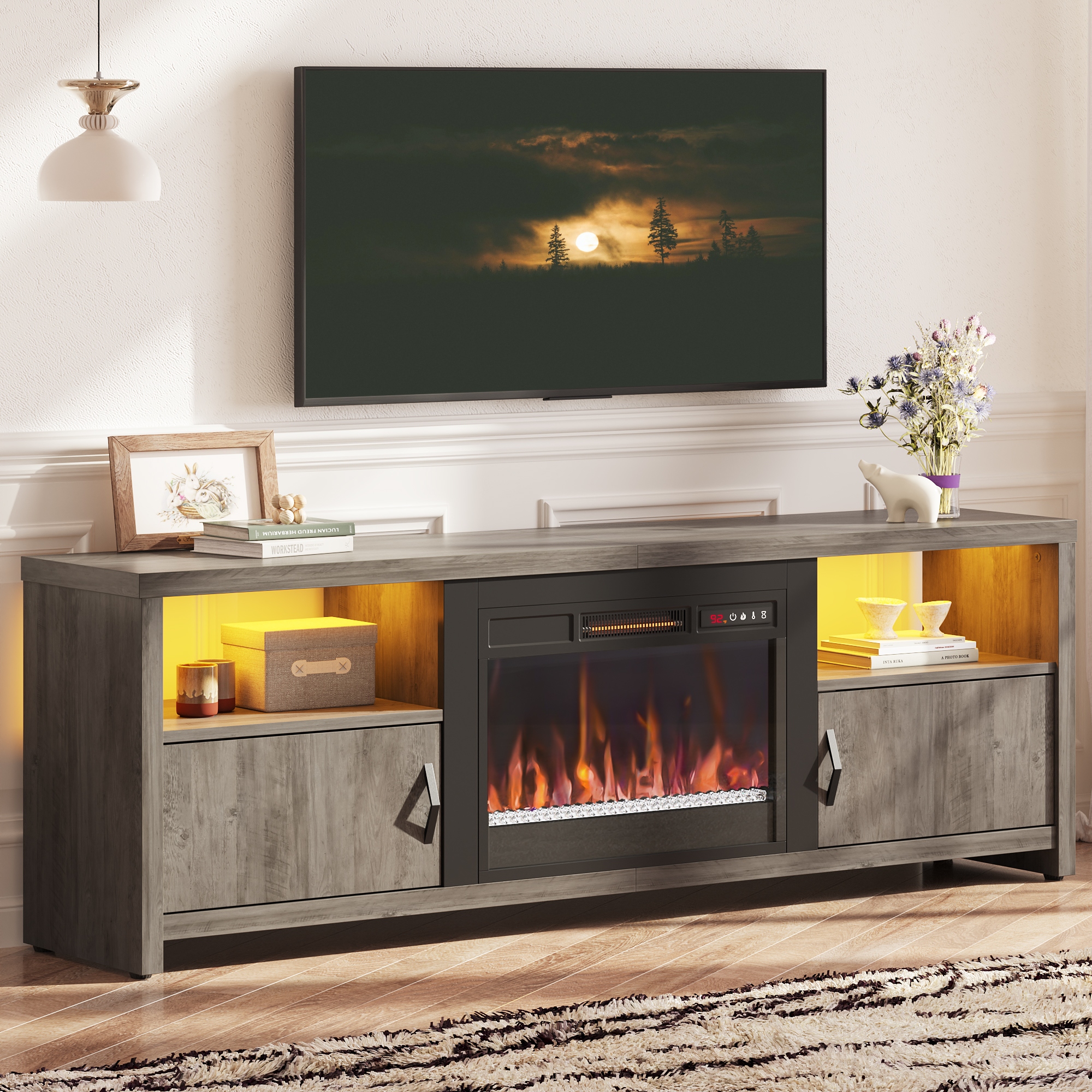 70 entertainment discount center with fireplace