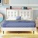 preview thumbnail 1 of 55, Upholstered Platform Bed Frame with LED Light Bar and USB White/Pink - Full