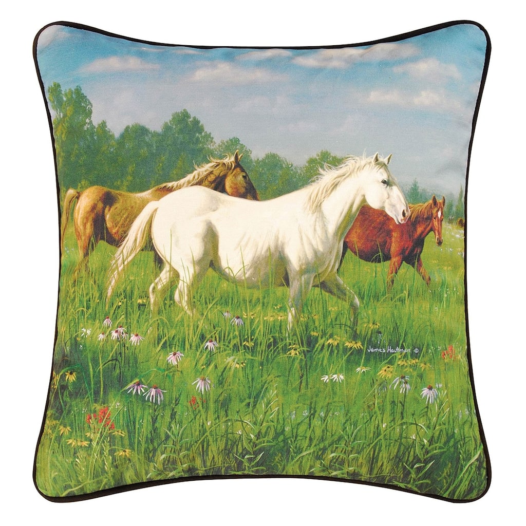 18" x 18" Prairie Horses High Definition Pillow