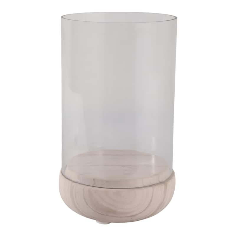 Marble Glass Hurricane Lantern Valencia Style Home Decor - 10" Ivory - 6" x 6" x 9.75"