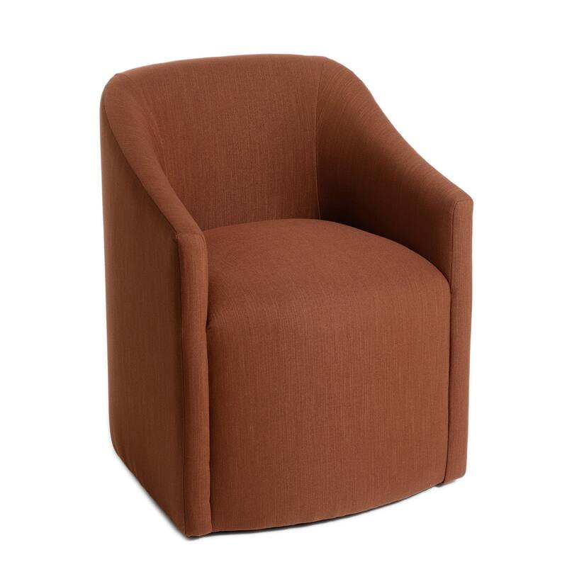 KINWELL 25" Performance Fabric Upholstered Rolling Dining Armchair