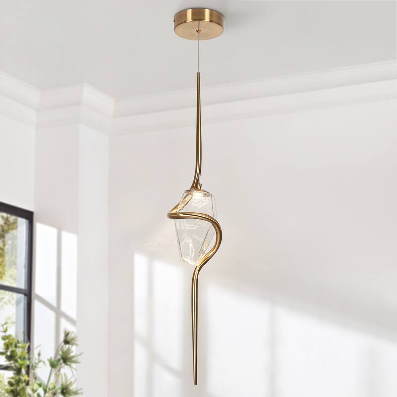 Modern Gold LED 1-Light Pendant Light with Art Deco for Kitchen Island
