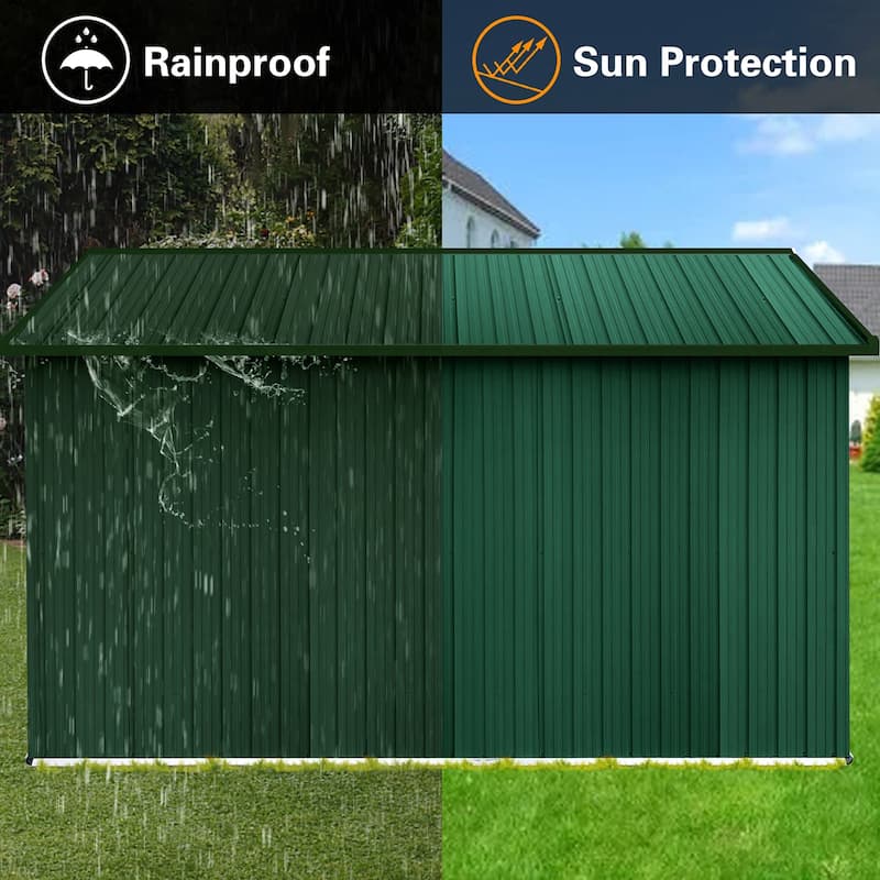 Outdoor 10 x 12 ft. Metal Storage Shed with Vents and Hinged Door and Padlock