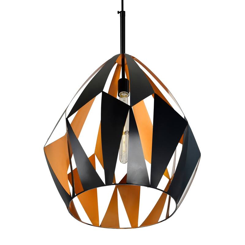 Oxide 1 Light 20in Black & Copper Down Pendant - Black/Copper