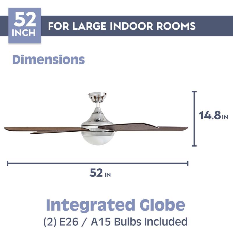 Copper Grove Mills 52-inch Modern Chrome Ceiling Fan with Remote