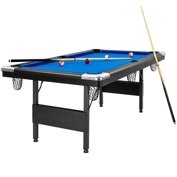 6 Feet Foldable Billiard Pool Table-Blue - 76.5