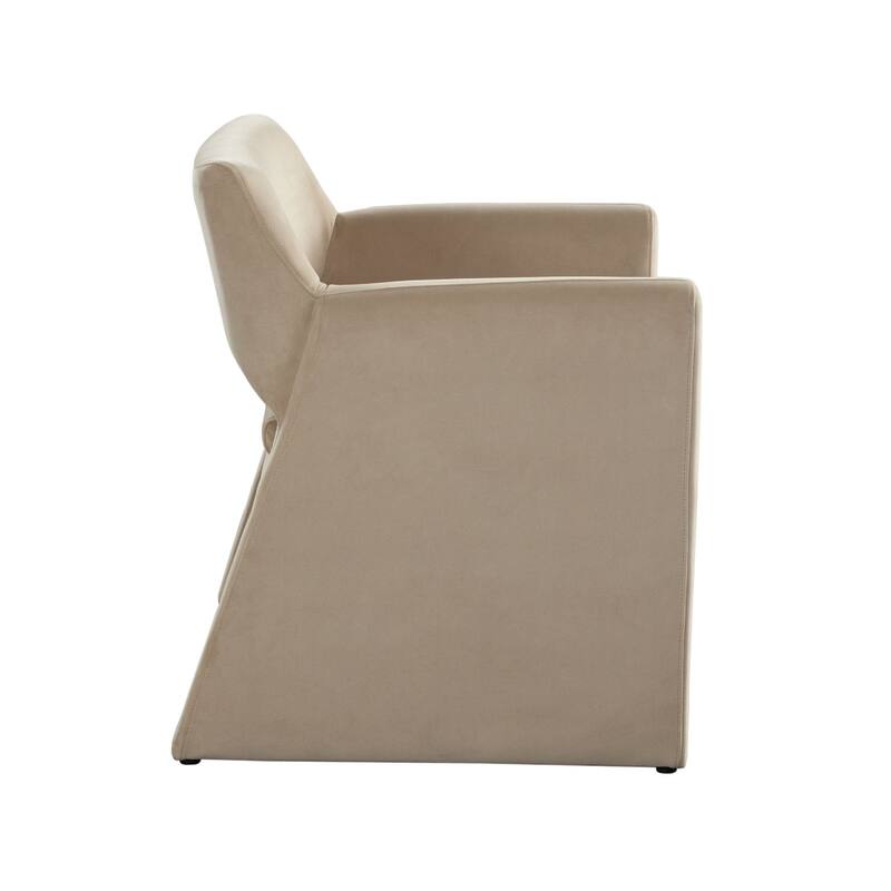 Fena Accent Dining Chair, Light Camel Brown Velvet, Low Back