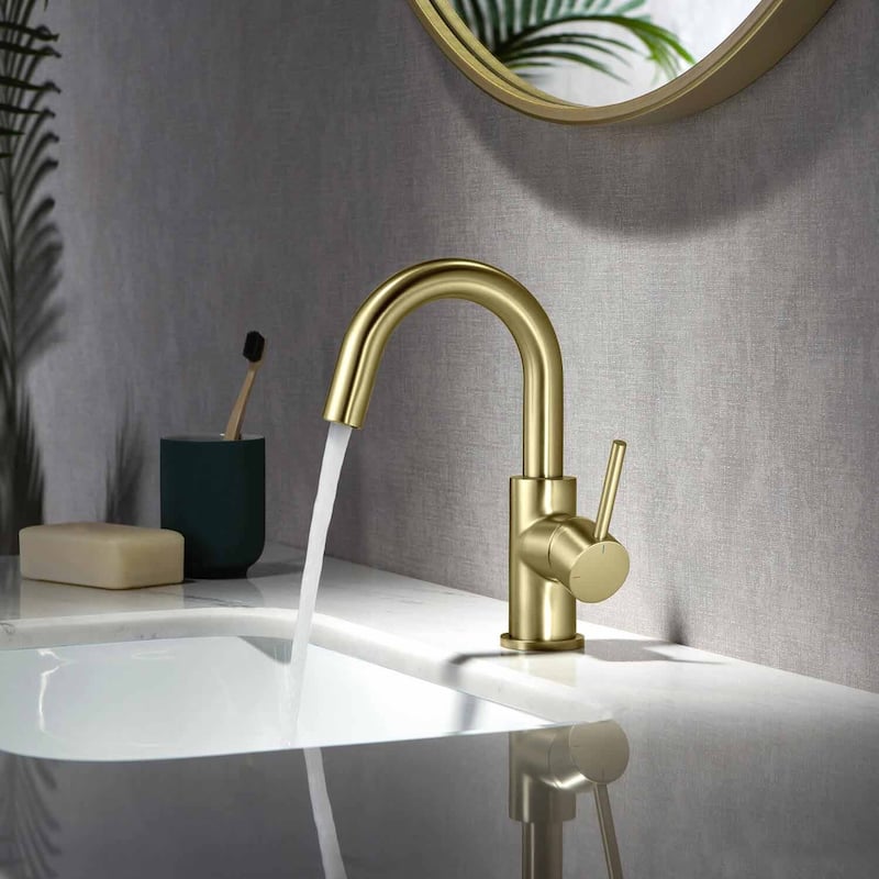 Circular Single Handle High-Arc Bathroom Sink Faucet with Pop Up Drain