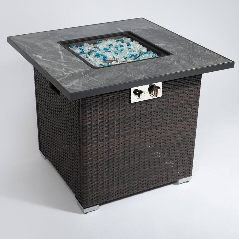 29.92 in. W x 29.92 in. D x 24.80 in. H Square Propane Gas Outdoor Fire Pits in Espresso