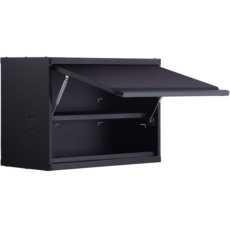 Wall-Mounted Storage Cabinet with Adjustable Shelves for Home or Garage - 30.3" × 12.5" × 19.7" - Black
