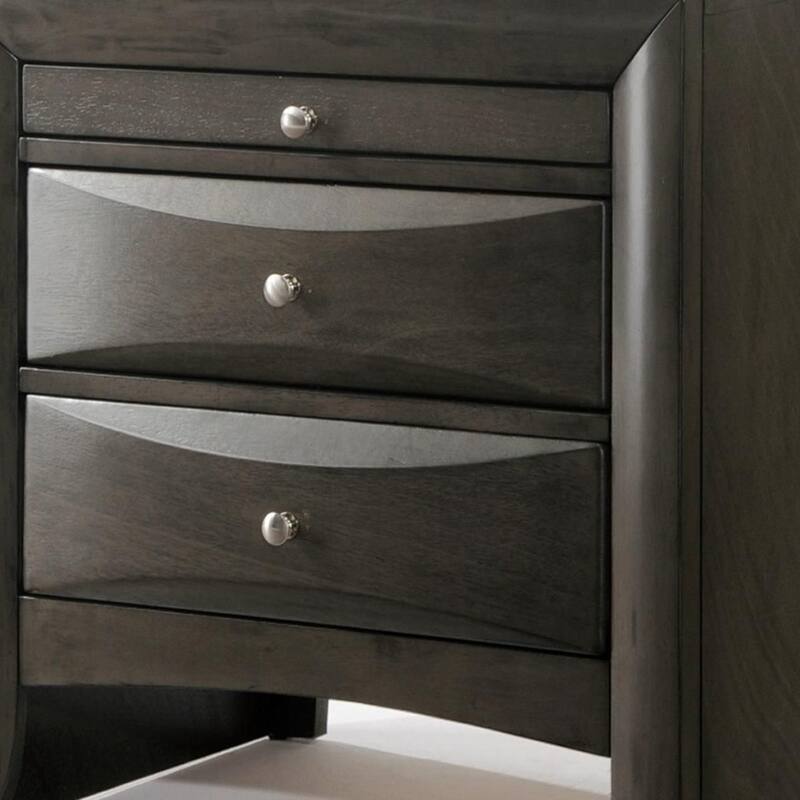 25" Dark Brown Three Drawer Nightstand