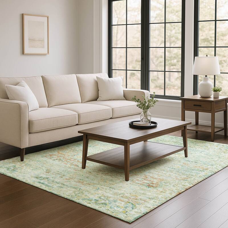 Premium Washable Super Soft Vintage Traditional Mayfield Rug - Sage - 2'6" x 3'10"
