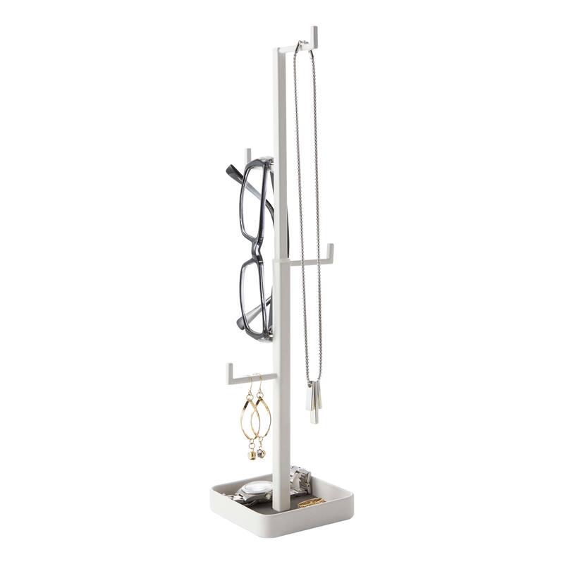 Yamazaki Home Tree Accessory Stand, Steel - L 3.54 x W 3.54 x H 16.14 inches - White