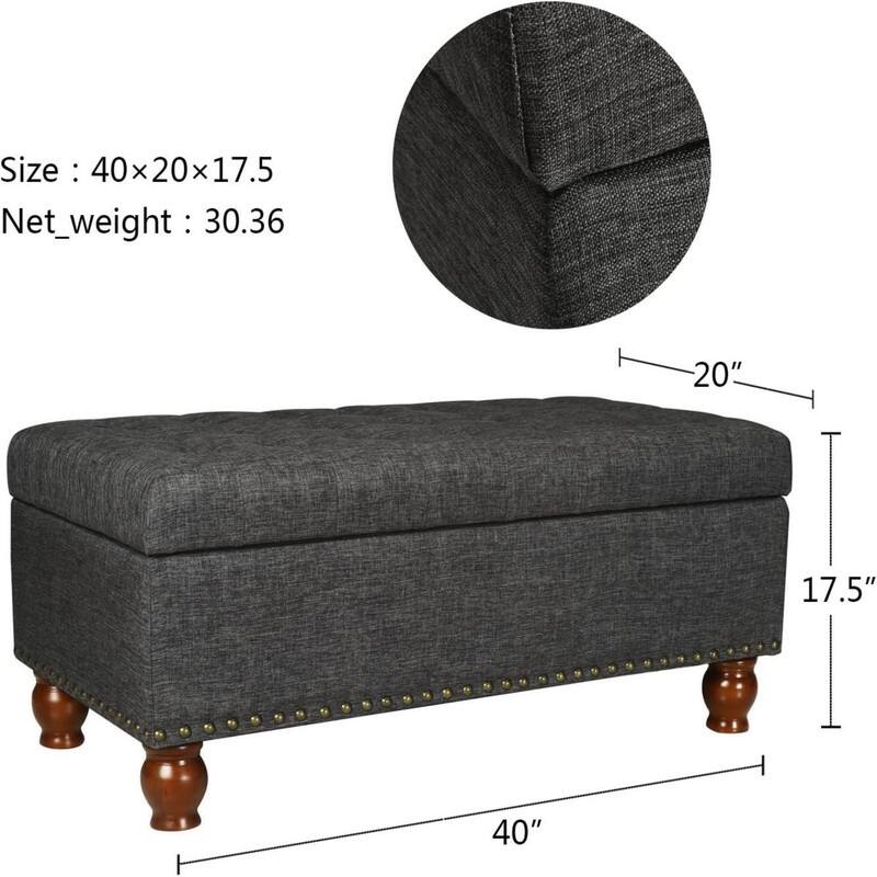 Rectangle Tufted Lift Top Storage Ottoman