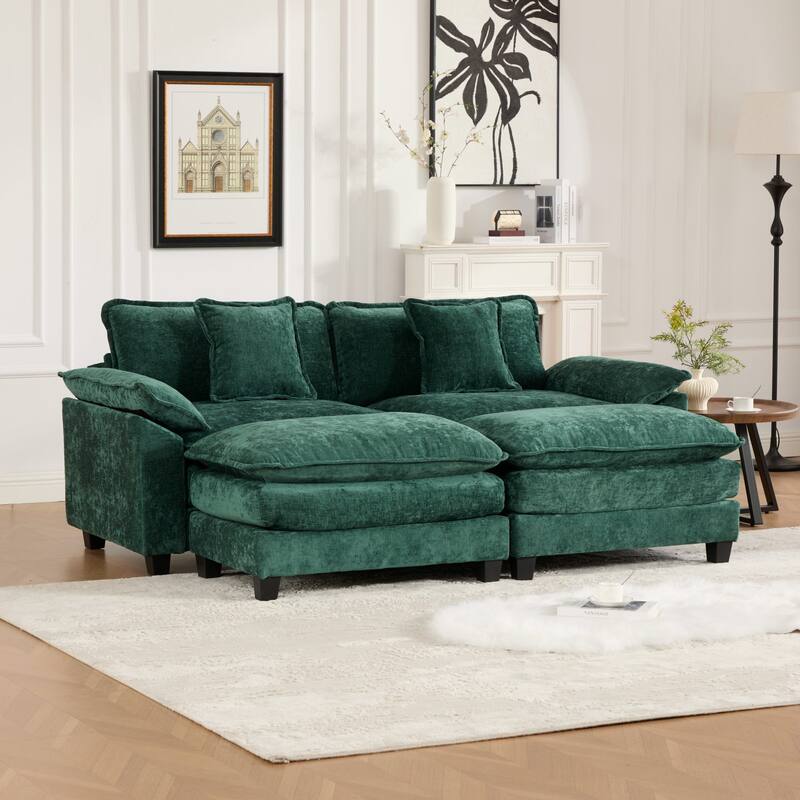 Roomfitters Cloud Loveseat Sofa, Modern Chenille Upholstered 2-Seater with Deep Cushions and Wide Armrests