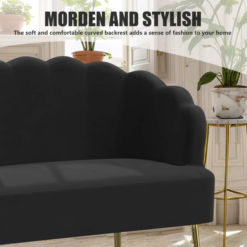 Velvet Comfortable Softness Metal Legs Loveseat Sofa