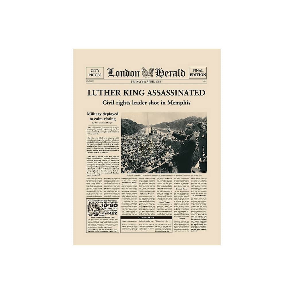 Luther King Assassinated (27 x 36) Canvas Art Print