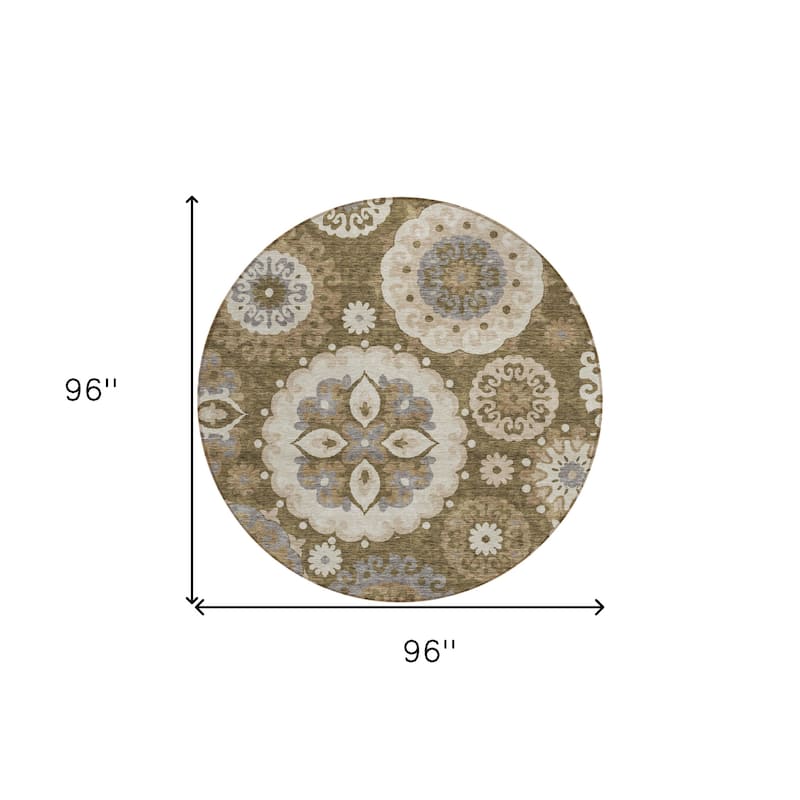 HomeRoots Floral Medallion Transitional Rectangle Outdoor Rug