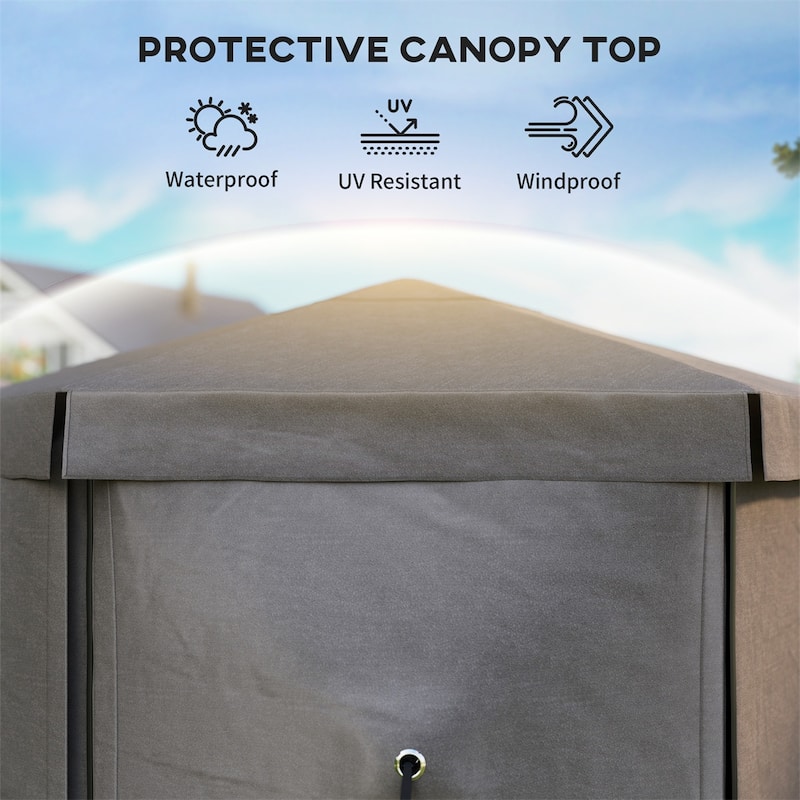 Brown Oxford Fiberglass Nylon Mesh Canopy Tent for 10-12 People - 70.9" x 70.9" x 86.6"