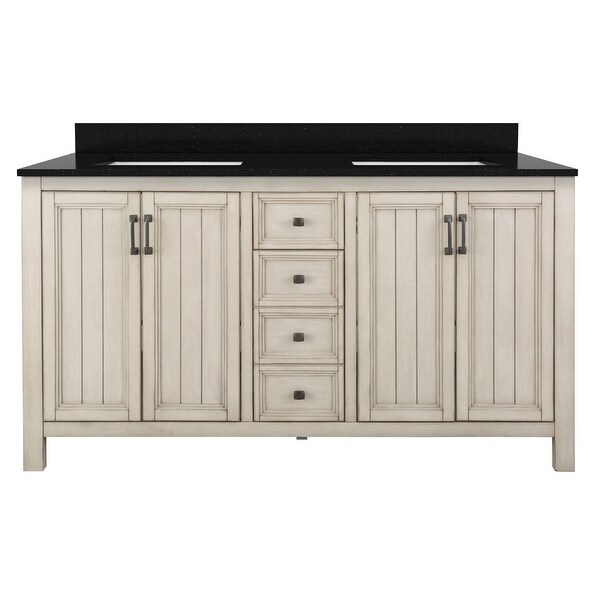 Miseno MVAG6021 Helena 60" Free Standing Double Basin Vanity Set with Wood Cabinet and Stone Vanity Top
