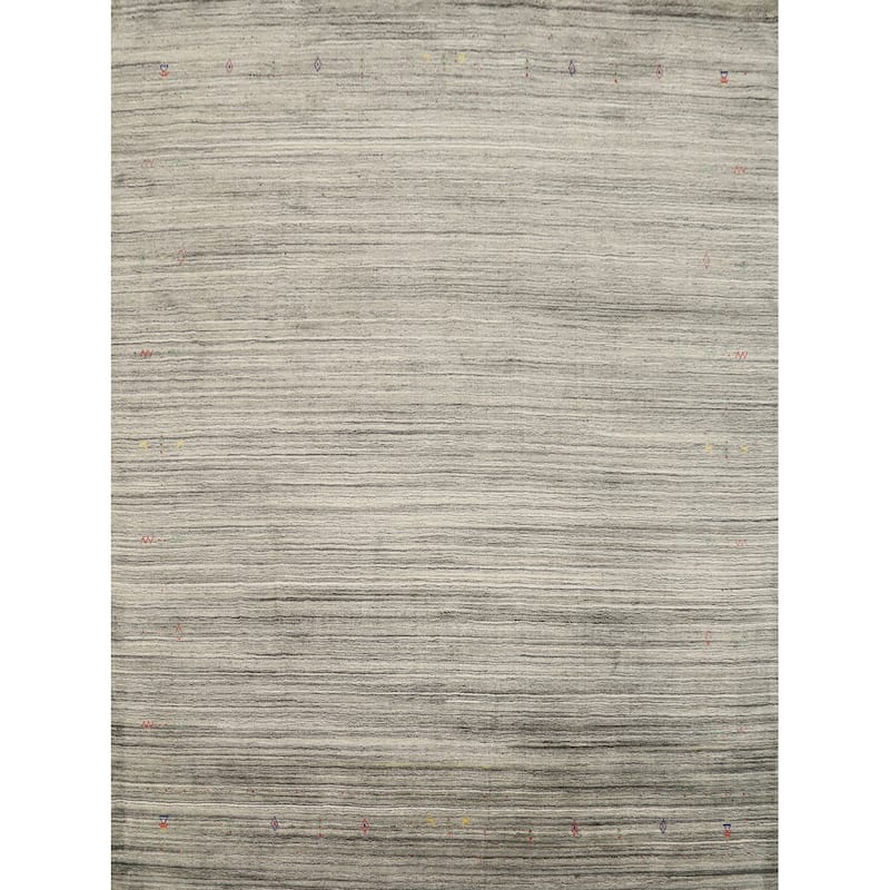 Hand Knotted Oriental Viscose Silk Carpet Tribal Animal Pictorial Greys & Charcoal Gabbeh Area Rug - 9' 11'' X 9' 11''
