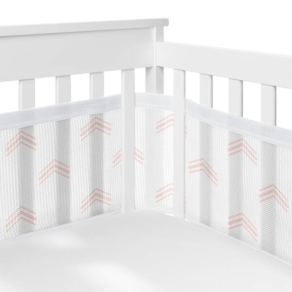 slide 2 of 6, Sweet Jojo Designs + BreathableBaby Breathable Mesh Crib Liner Boho Bohemian Girl Pink Shabby Chic Farmhouse Modern