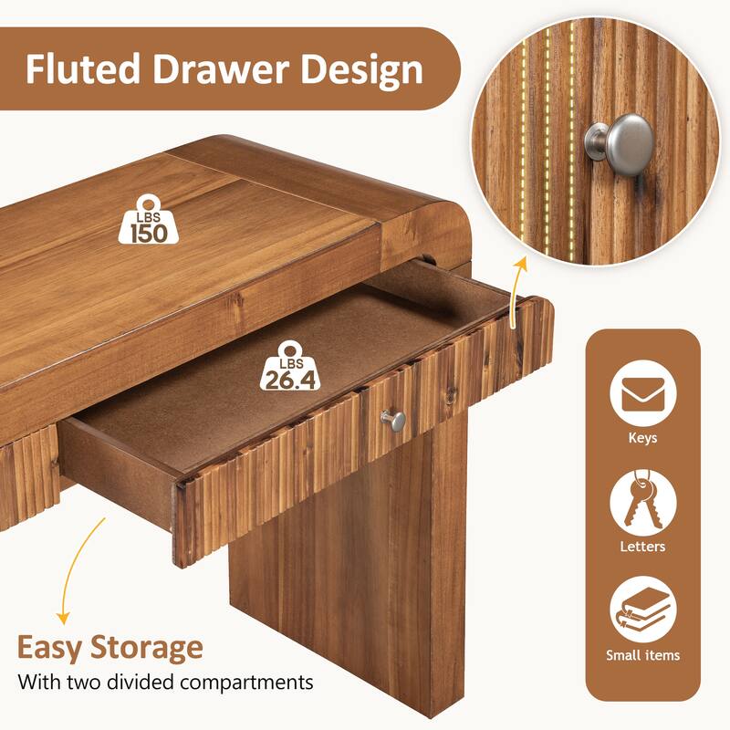 Wood Console Table Rectangular Sofa Table Behind Couch Table with 2 Drawer, Narrow Entryway Table Accent Table for Living Room
