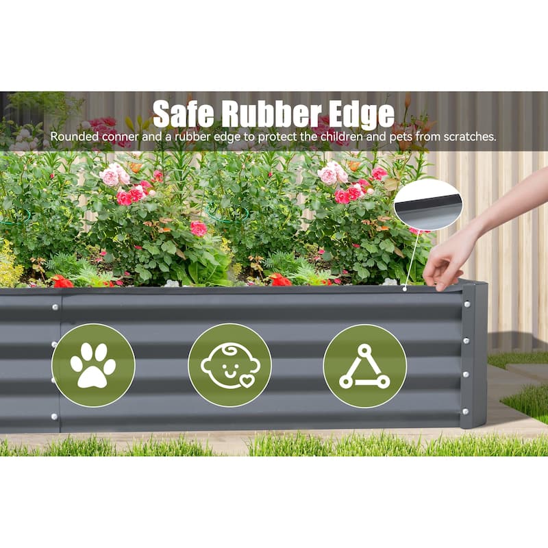 Wavy Garden Beds Village Garden Beds Rectangular Garden Beds with Open Base and Support Rods for Backyard Patio Outdoor