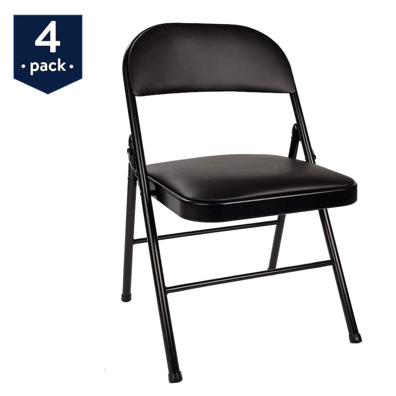 VECELO 4/8 Pack Steel Folding Chairs with Back Support Heavy Duty Indoor Outdoor Event Chairs Space Saving Foldable Chairs
