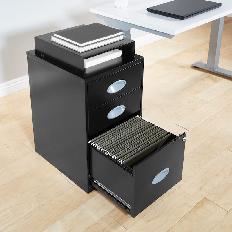 Metal File Cabinet - Black 3 Drawers