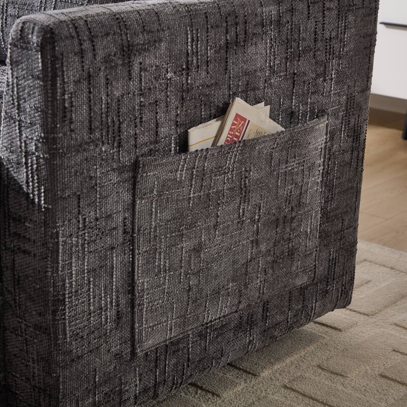 Anmytek Chenille Multifunctional Lazy Sofa Recliner with Storable Backrest Phone Holder Single Leisure Chair