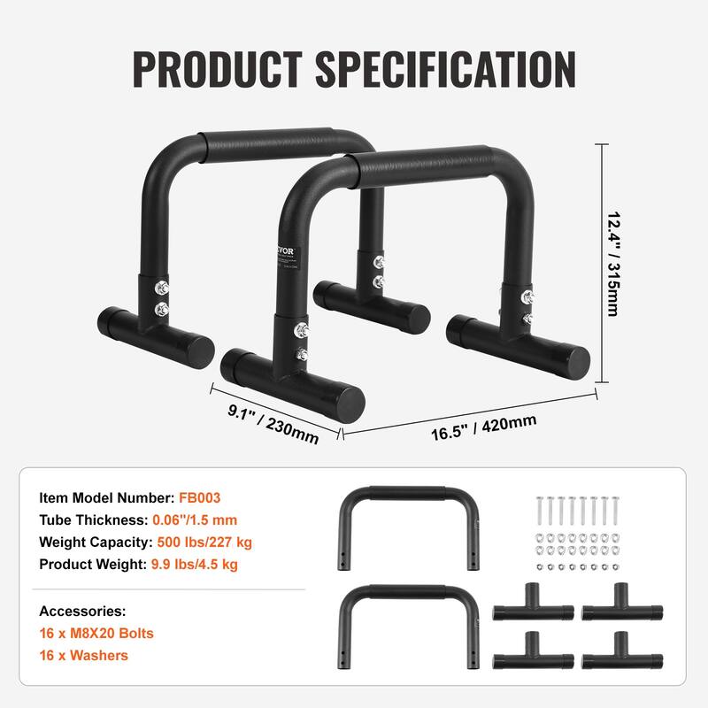 VEVOR Dip Bars Heave Duty Dip Stand Station for Strength Training Home Gym Office Outdoor
