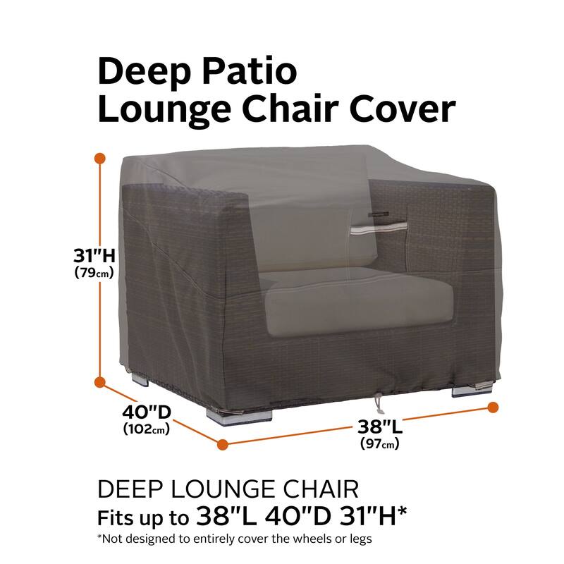 Classic Accessories Ravenna Water-Resistant 38 Inch Deep Seated Patio Lounge Chair Cover