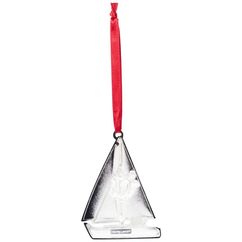 Sailboat with Holly Life Preserver Christmas Ornament - 3.25"