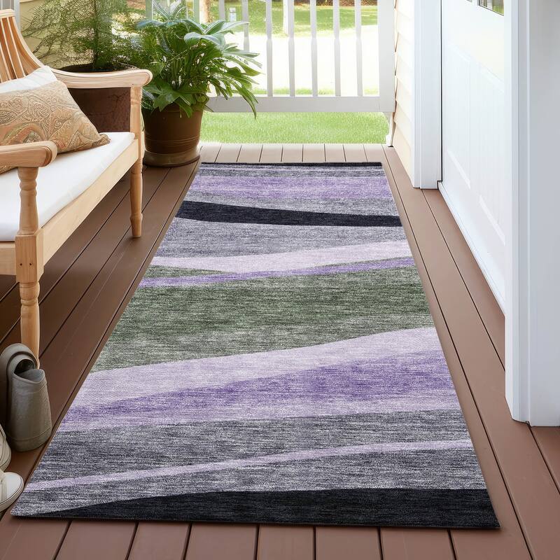 Machine Washable Indoor/ Outdoor Contemporary Deco Chantille Rug