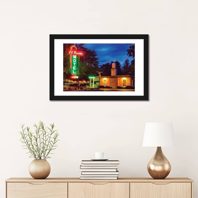 iCanvas "Neon Lights Of A Roadside Motel, El Bonita, St Helena, Napa Valley, California" by George Oze PFA