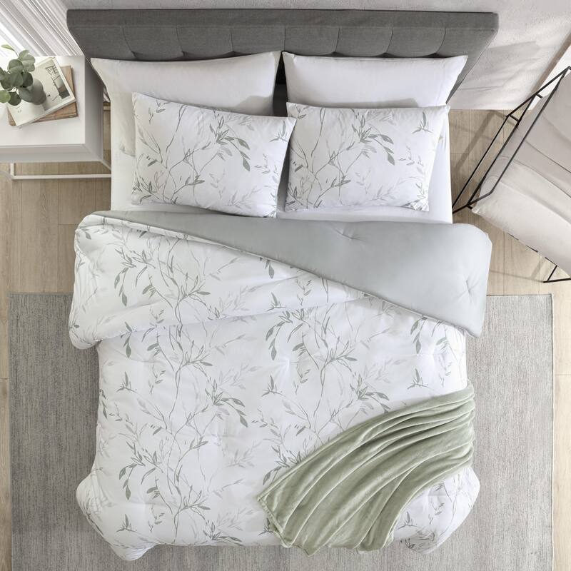 Kenneth Cole Ink Wash Vine Reversible Comforter Bonus Set