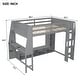preview thumbnail 18 of 25, Multi-Functional Gaming Loft Bed with Built-in Desk & Storage Cabinets, Wood Bed Frame with LED and a Hanging Clothes Rack