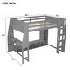 preview thumbnail 6 of 11, Wood Full Size Loft Bed w/Desk, Multi-storage Shelves, LED & Hanging Clothes Rack, No Box Spring Needed Wooden Support Bed Frame