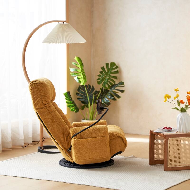 Adjustable Lounge Sofa Chair with 360° Rotating Base and Built-In Phone Holder