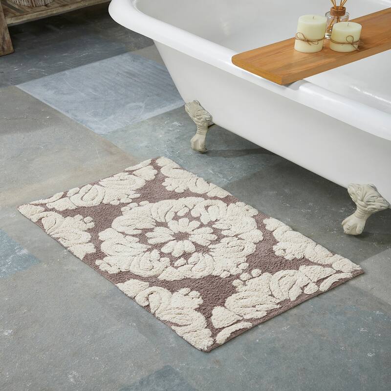 Better Trends Medallion Collection 100% Cotton 3-Pc Set Bathroom Rugs-Soft & Super Absorbent, Non-Skid Latex, Machine Washable - 3 Piece Set (17" x 24" | 24" x 40" | 20" x 60") - Beige & Natural