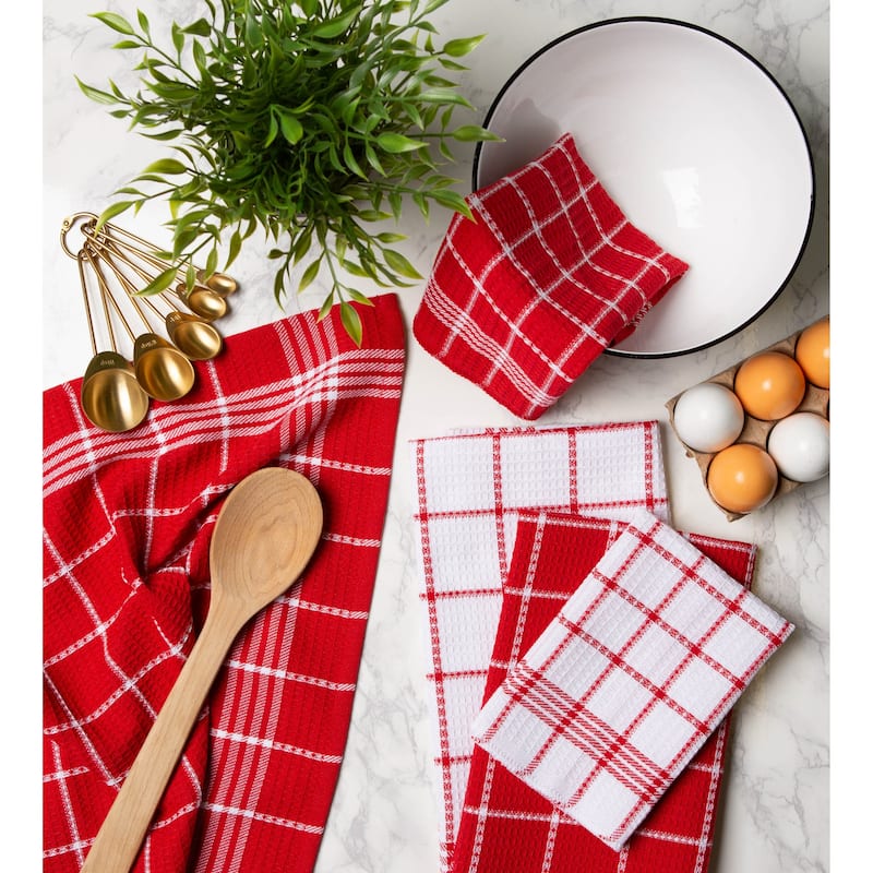 J&M Eggplant Waffle Weave Dishtowel (Set of 6)