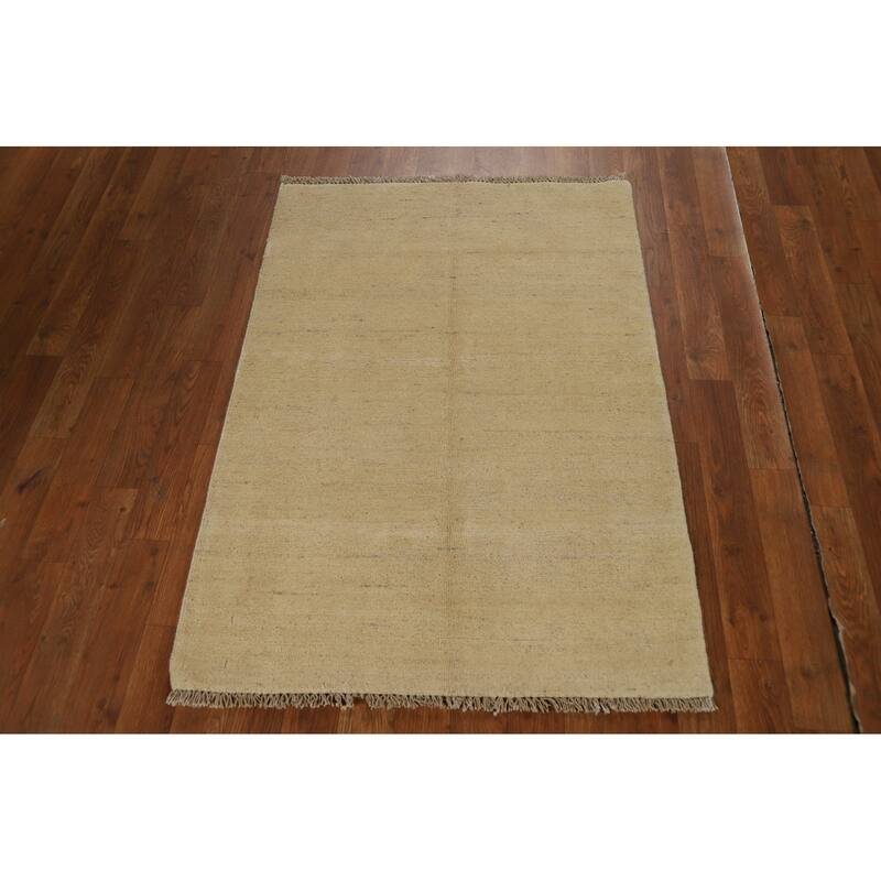 Modern Gabbeh Oriental Accent Rug Handmade Beige Wool Carpet - 2'9"x 4'0"