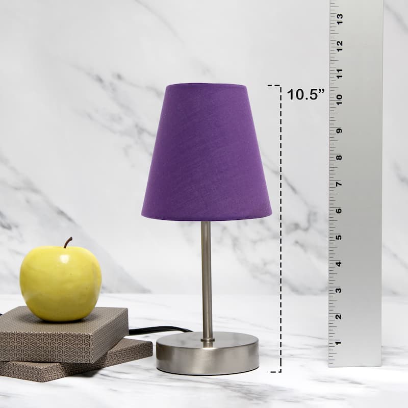10.5" Petite Metal Stick Lamp in Sw Nickel w Fabric Shade