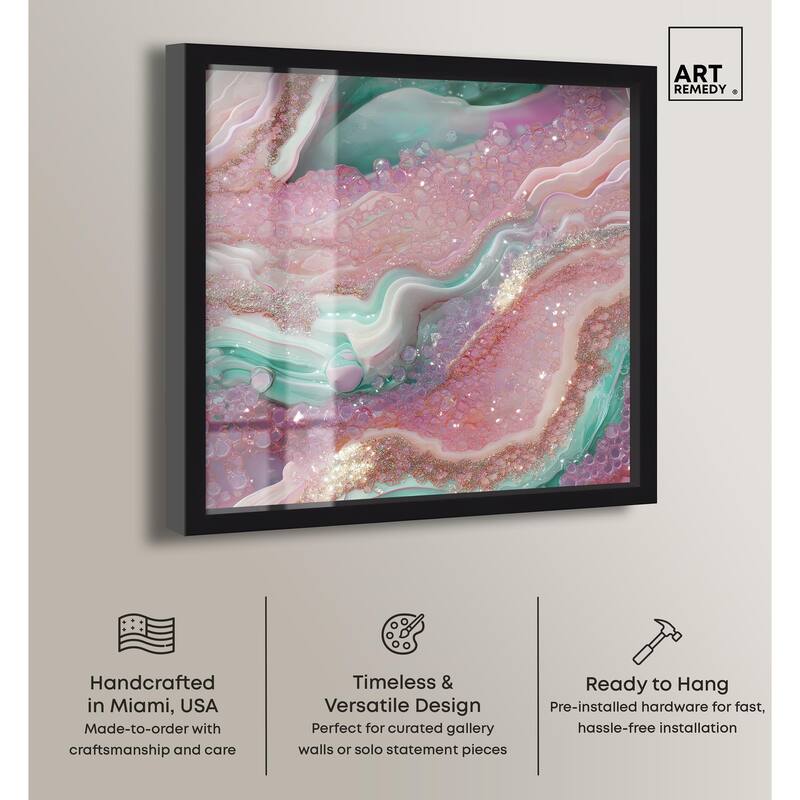 Pink and Mint Crystal III Shadowbox by Art Remedy