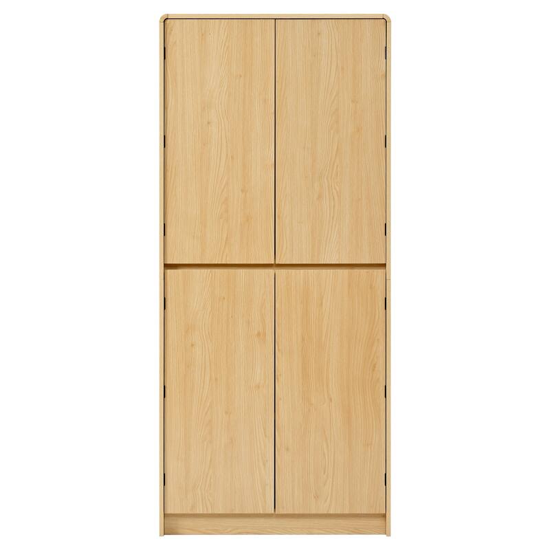 Farmhouse Kitchen Pantry Cabinet Storage Cupboard with 8 Door Shelves, 3 Adjustable Interior Shelves, Hidden Drawer