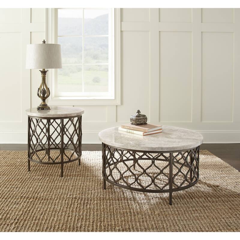 Steve Silver Rockvale Stone Top Round 2-Piece Occasional Set