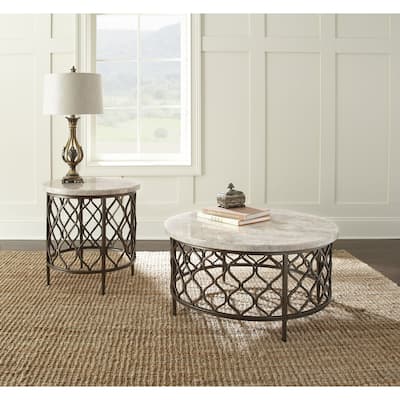 Steve Silver Rockvale Stone Top Round 2-Piece Occasional Set