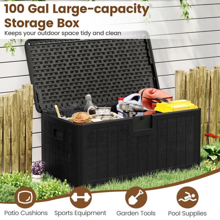 HDPE Outdoor Storage Deck Box with Aluminum Lid and Bench Top - 51" x 25" x 23"